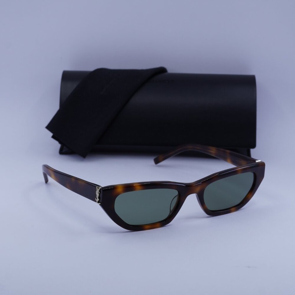 Saint Laurent SLM126 003 Cat Eye Sunglasses - Havana / Green - Picture 7 of 10